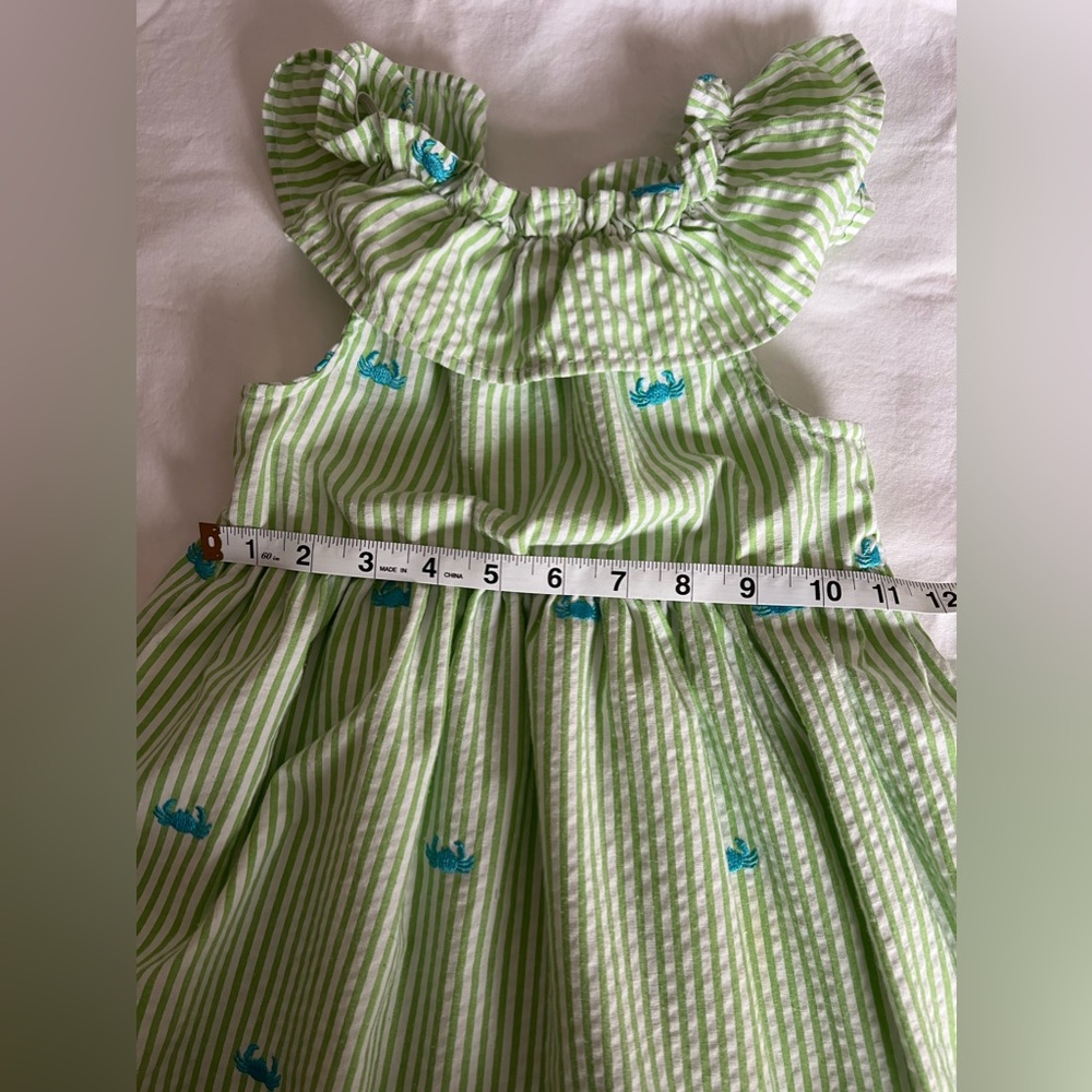Little girls green and white sleeveless dress - Picture 2 of 8
